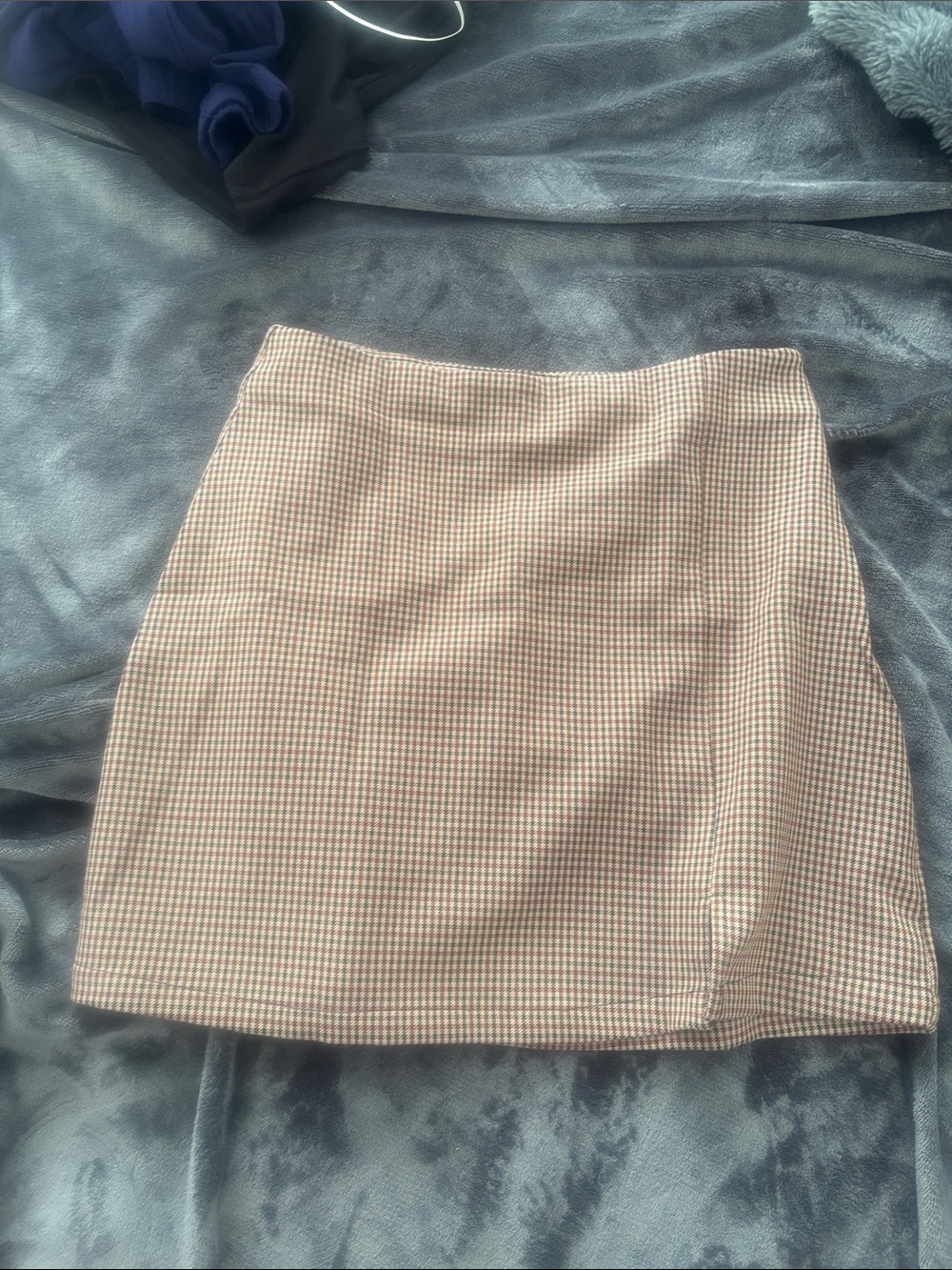 Cider Beige and Brown Mini Skirt - Gingham Check